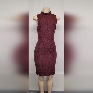 Aqua Burgundy  / Red Wine Lace Dress S Form Fitting Sleeveless